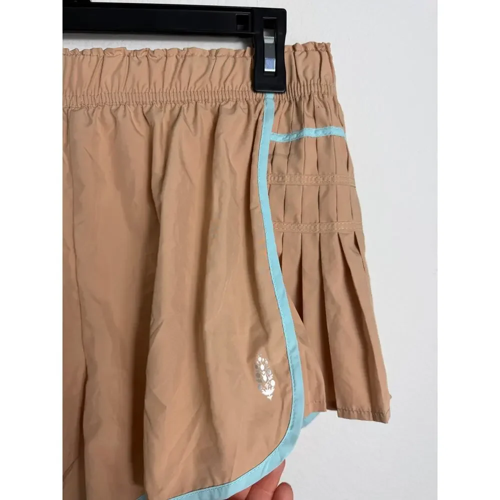 FP Movement Womens Easy Tiger Shorts Tan And Blue Workout Running Size Small